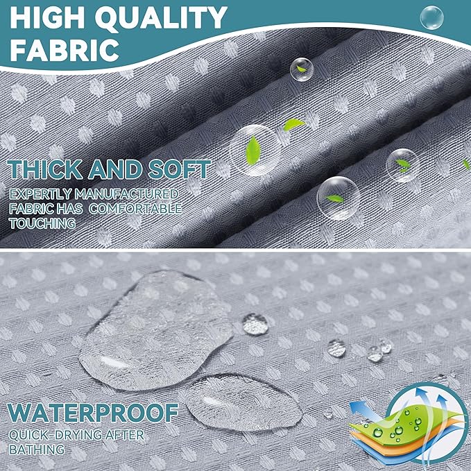 Conbo Mio Stall No Hook Waffle Weave Shower Curtain with Snap in Liner Set, Hotel Luxury Grey Shower Curtains for Bathroom with See Through Top Window, Waterproof, Washable 54W x 74H