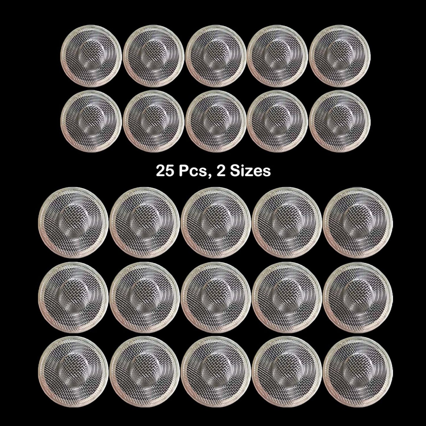 25PCS Bathroom Mesh Sink Drain Strainer, 2.75" & 2.125'' Stainless Steel Slop Basket Filter Trap, Mesh Tub Strainer Bathtub Drain Filter Screen for Bathroom Bathtub Laundry Lavatory Balcony RV Utility