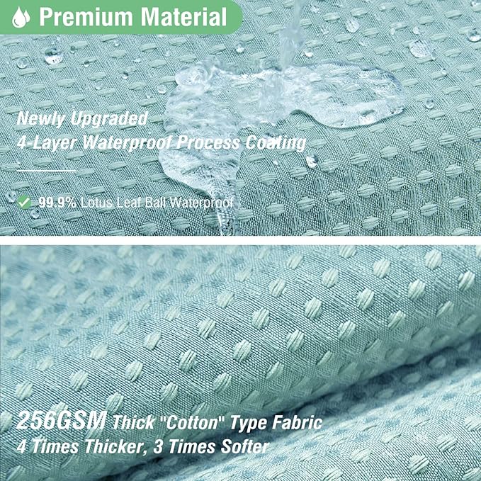 Dynamene Teal Fabric Shower Curtain for Bathroom - Waffle Weave Heavy Duty Cloth , 256GSM Hotel Luxury Weighted Polyester Bath Curtain Set with 12 Plastic Hooks,72x72, Teal/Turquoise