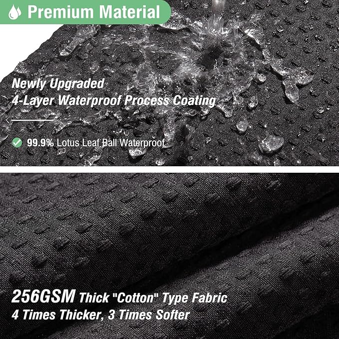 Dynamene Long Black Fabric Shower Curtain - Waffle Textured Tall Heavy Duty Cloth Shower Curtains for Bathroom, 256GSM Large Hotel Spa Luxury Bath Curtain Set with 12 Plastic Hooks(72Wx78H, Black)