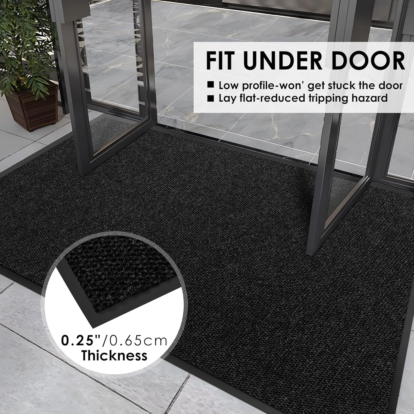 2′ x 55′ Front Door Mat Indoor Outdoor Entrance, Commercial Floor Mat Heavy Duty Dirt Trapper Entryway Doormat, Custom Size Non Slip Rubber Backing Welcome mat, Door Mat for High Traffic Area