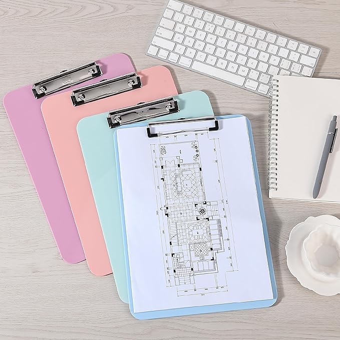 Mr. Pen- Plastic Clipboard, 12.5" x 9", 2 Pack, Gray-Blue Clipboard Plastic, Low-Profile Metal Clip with Retractable Hanging Hole