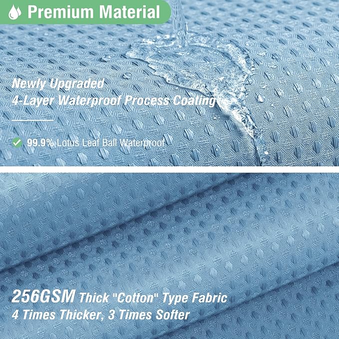 Dynamene 60 inch Stall Shower Curtain - Waffle Weave Heavy Duty Thick Fabric Shower Curtains for Bathroom,Weighted Hotel Spa Luxury Cloth Bath Curtain Set with 10 Plastic Hooks,60x72, Moonlight Blue