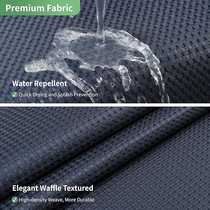 Extra Long No Hook Shower Curtain with Snap-in Fabric Liner Set,Navy Waffle Weave Shower Curtains for Bathroom,Hotel Luxury Decor Bathroom Curtain Set,Waterproof & Washable,71Wx86H