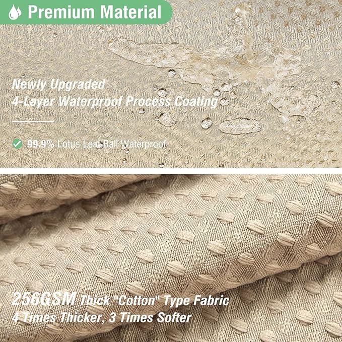 Dynamene Stall Fabric Shower Curtain - 48 inch Wide Waffle Weave Weighted Thick Cloth Shower Curtain for Bathroom, Neutral Heavy Duty Hotel Spa Luxury Bath Curtain Set with 8 Hook, 48x72, Beige/Khaki